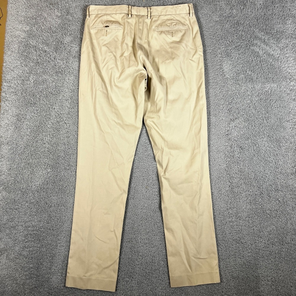 J Crew Chinos Pants Mens 34x35 Bowery Khaki Straight Fit Cotton Office Casual - Picture 4 of 9